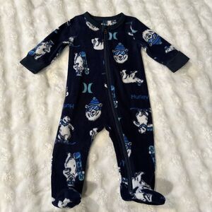 Hurley 6 Months Baby Romper Polar Bear Fleece Footed Warm Bodysuit Blue Boys